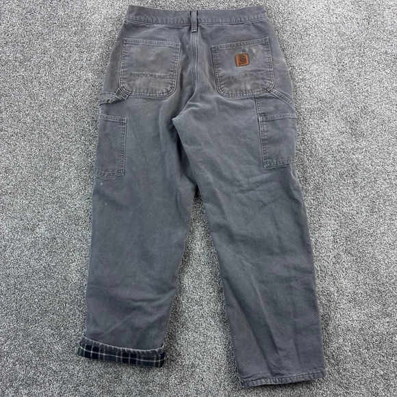 Vintage Carhartt Carpenter Pants Mens 30x30 Gray Flannel Lined Canvas B111 GVL - Picture 4 of 6